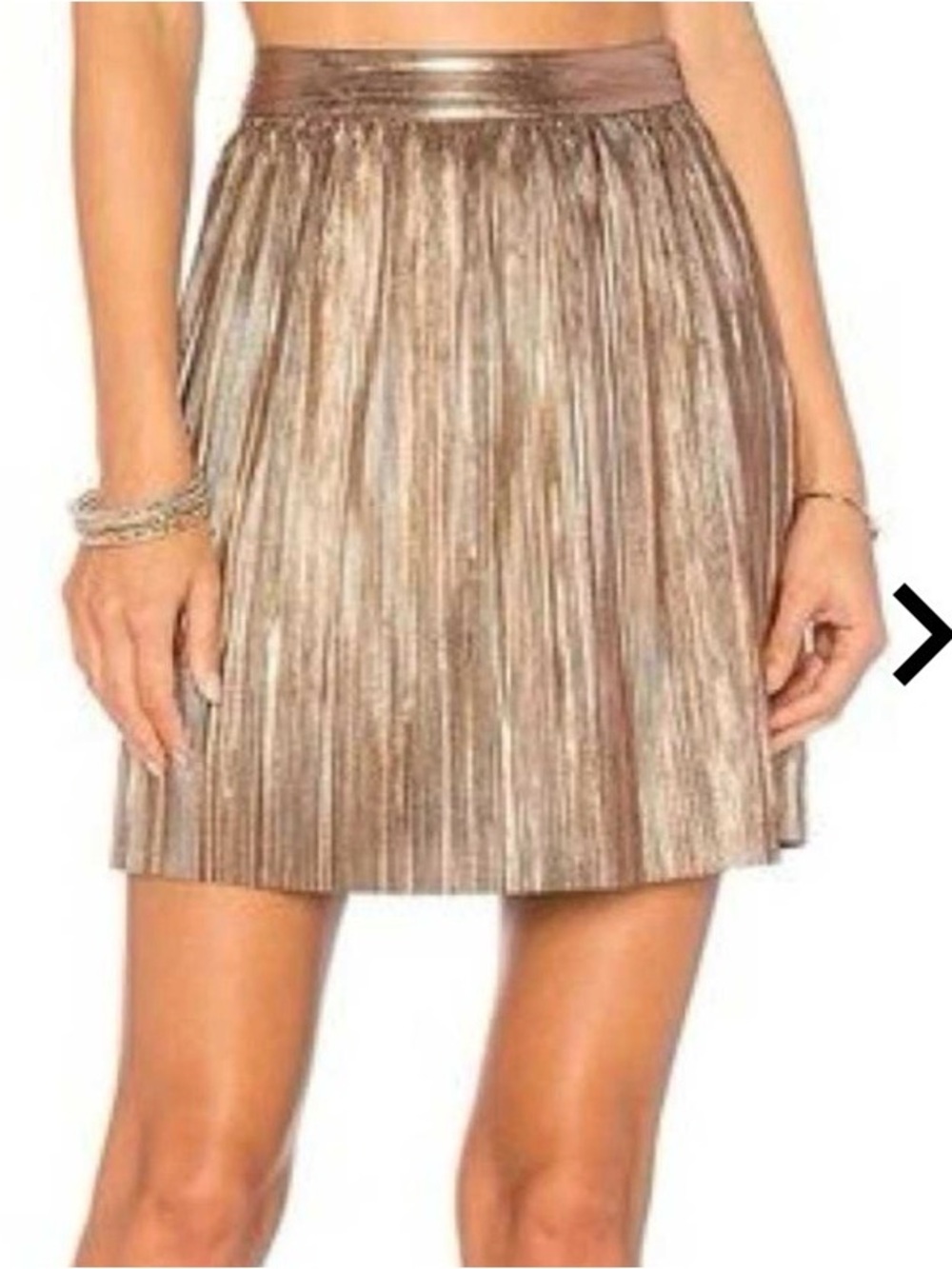 House of Harlow 1960 Metallic Bronze Pleated Circle Skirt